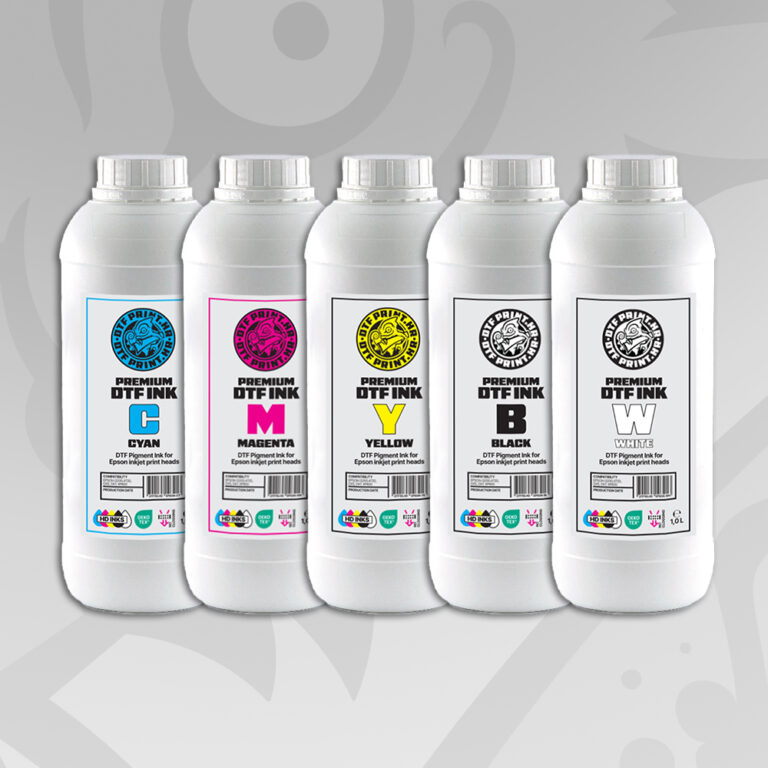 DTF Premium pigmentna boja za inkjet printere - CMYK + W Set 5x1l