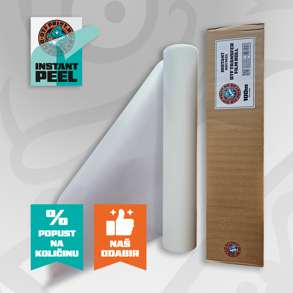 DTFPrint® DTF Transfer Film – Instant Hot Peel, Duplo Premazan, Mat, 60cm, 100m